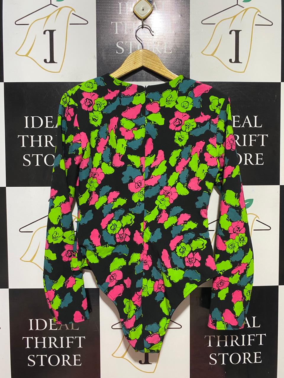 ZARA |L| BUST 18| B38| FLORAL LONG SLEEVE BODYSUIT