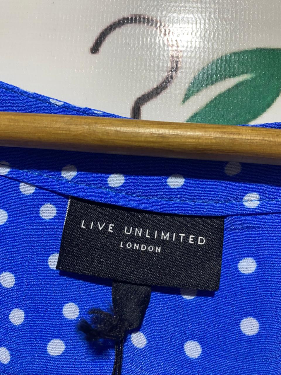 LIVE UNLIMITED |M| BUST 25| B38| ROYAL BLUE POLKA DOT BLOUSE