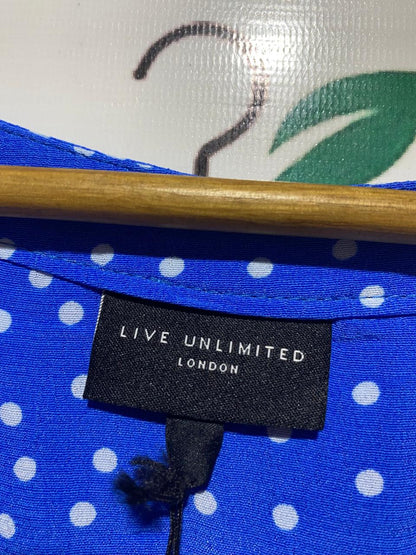 LIVE UNLIMITED |M| BUST 25| B38| ROYAL BLUE POLKA DOT BLOUSE