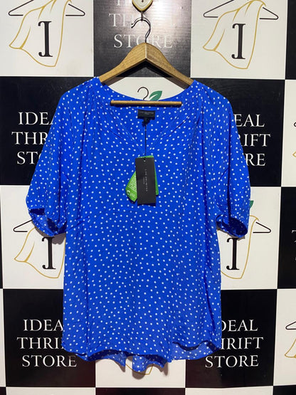 LIVE UNLIMITED |M| BUST 25| B38| ROYAL BLUE POLKA DOT BLOUSE