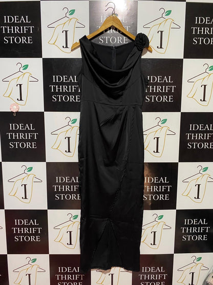 SHEIN |M| BUST 16| B38| ELEGANT BLACK SATIN COWL NECK MIDI DRESS