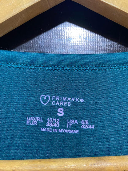 PRIMARK CARES |S| BUST 19| B38| DARK TEAL GRAPHIC CROP T-SHIRT