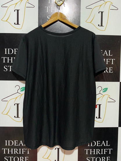DANSKIN NOW |XL| BUST 22| B38| BLACK SHORT SLEEVE ACTIVEWEAR CREW NECK TEE