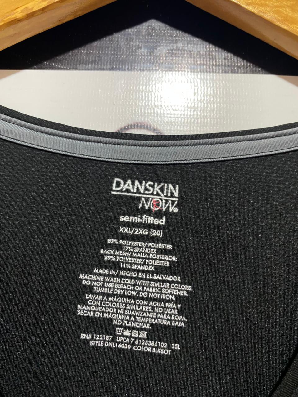 DANSKIN NOW |XL| BUST 22| B38| BLACK SHORT SLEEVE ACTIVEWEAR CREW NECK TEE