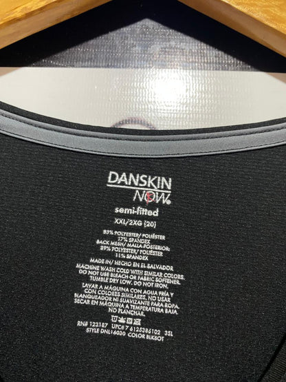 DANSKIN NOW |XL| BUST 22| B38| BLACK SHORT SLEEVE ACTIVEWEAR CREW NECK TEE