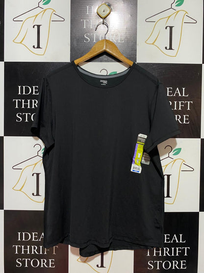 DANSKIN NOW |XL| BUST 22| B38| BLACK SHORT SLEEVE ACTIVEWEAR CREW NECK TEE