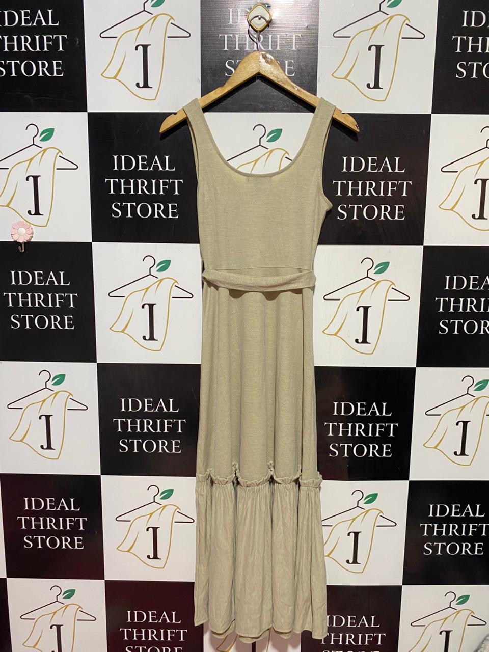 PRIMARK |S| BUST 15| B38| CASUAL BEIGE LINEN-BLEND MIDI DRESS