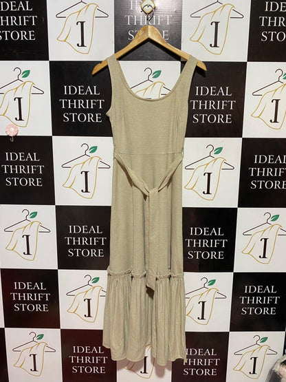 PRIMARK |S| BUST 15| B38| CASUAL BEIGE LINEN-BLEND MIDI DRESS