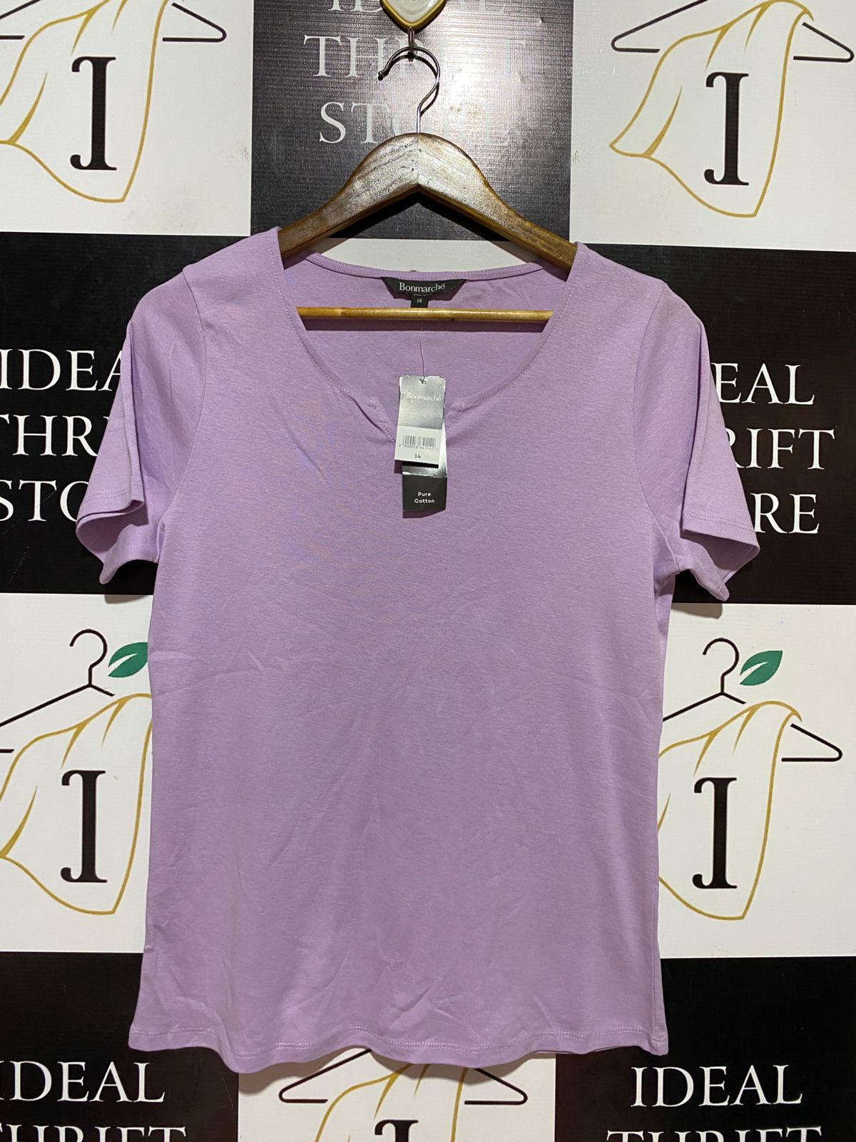 BONMARCHE |M| BUST 18| B38| CASUAL SHORT SLEEVE SCOOP NECK TEE WITH NOTCH