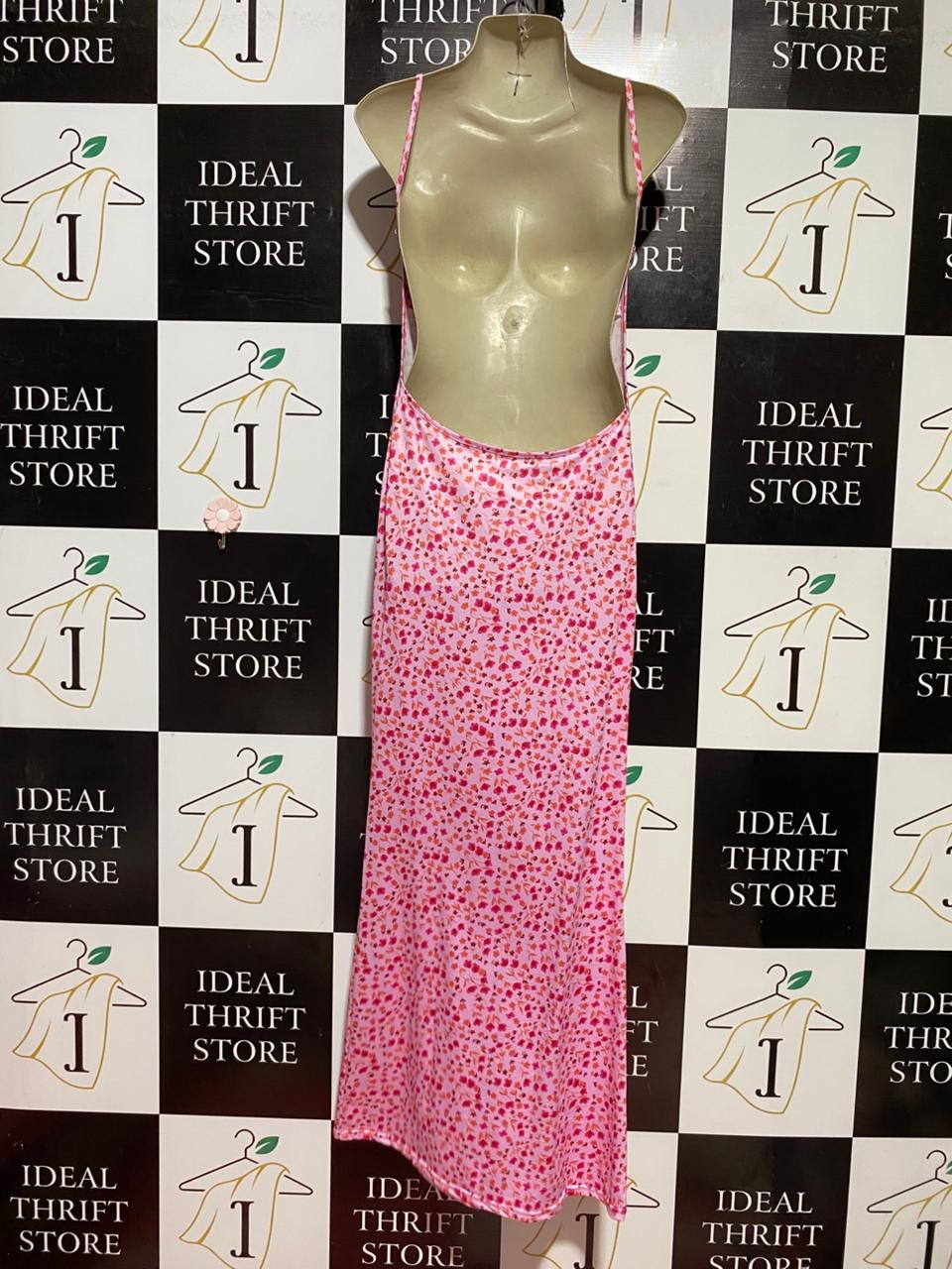 |S| BUST 15| B38| CHIC PINK FLORAL COWL NECK MAXI DRESS