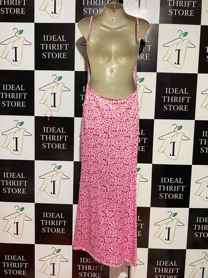 |S| BUST 15| B38| CHIC PINK FLORAL COWL NECK MAXI DRESS