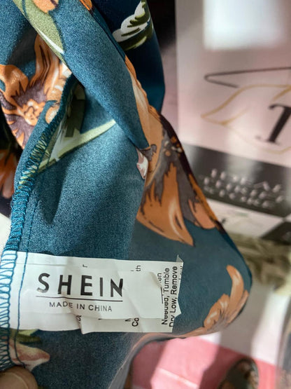 SHEIN |L| BUST 21| B38| ROYAL BLUE FLORAL WRAP DRESS - CASUAL SHORT SLEEVE V-NECK SUMMER MINI DRESS
