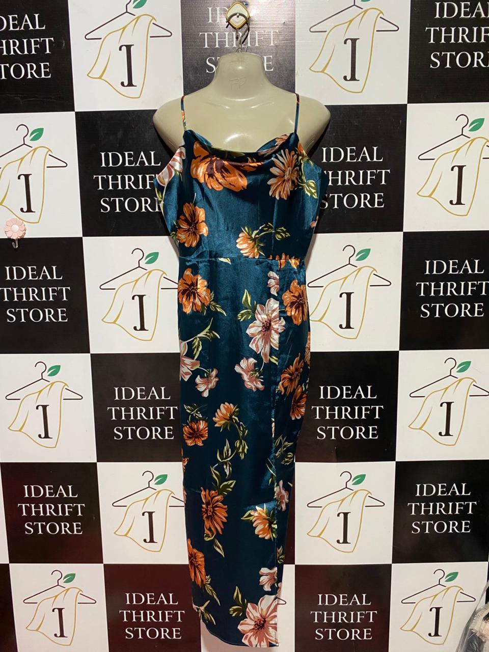 SHEIN |L| BUST 21| B38| ROYAL BLUE FLORAL WRAP DRESS - CASUAL SHORT SLEEVE V-NECK SUMMER MINI DRESS