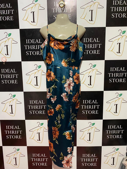 SHEIN |L| BUST 21| B38| ROYAL BLUE FLORAL WRAP DRESS - CASUAL SHORT SLEEVE V-NECK SUMMER MINI DRESS