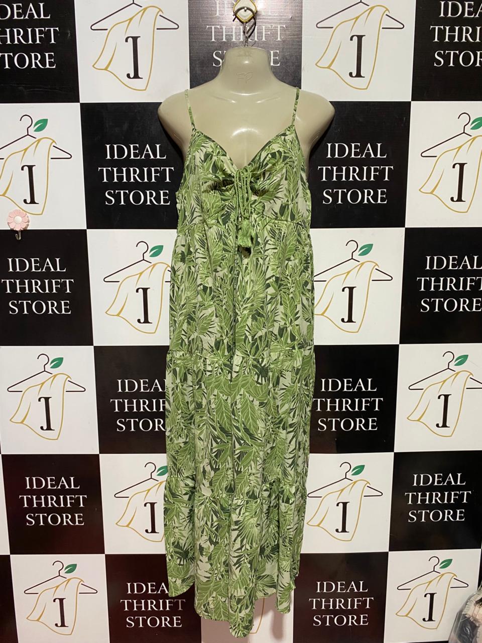 BLUE VANILLA |M| BUST 18| B38| SOLID SAGE GREEN TIERED MAXI DRESS