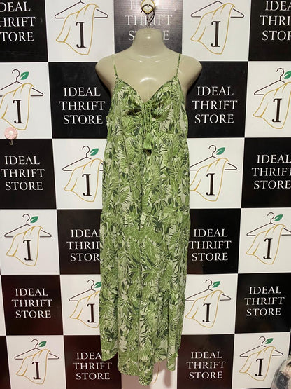 BLUE VANILLA |M| BUST 18| B38| SOLID SAGE GREEN TIERED MAXI DRESS