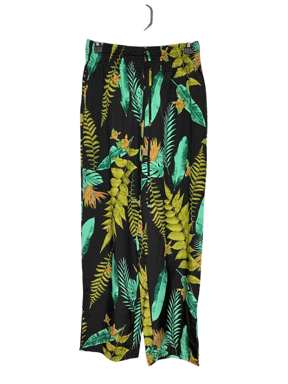 SHEIN |M| WAIST 26| B38| TROPICAL LEAF PRINT WIDE-LEG PANTS WITH ELASTIC DRAWSTRING WAISTBAND