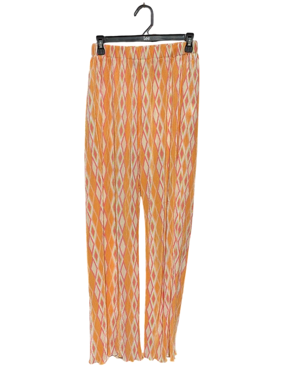 PAPER HEART |S| WAIST 26| B38| BOHEMIAN ORANGE AND PINK GEOMETRIC DIAMOND PALAZZO PANTS