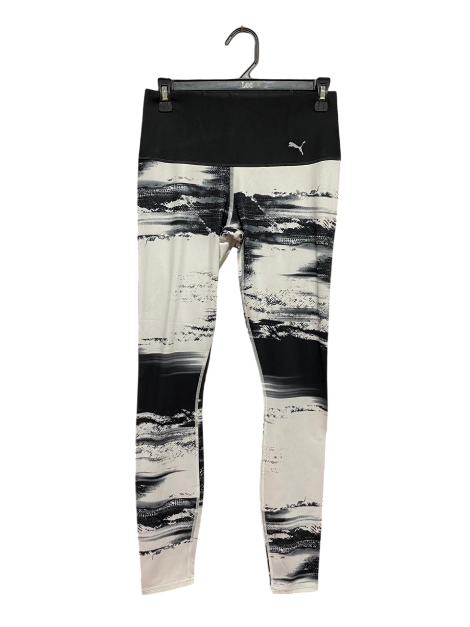 PUMA |S| WAIST 26| B38| HIGH-WAISTED ACTIVE LEGGINGS - BLACK AND WHITE