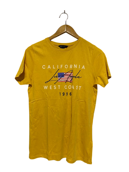 NEW LOOK |M| BUST 18| B38| CALIFORNIA WEST COAST GRAPHIC T-SHIRT - MUSTARD YELLOW