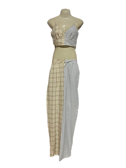 MISS GUIDED |XS| B39| TWO-PIECE PLAID MATCHING SET