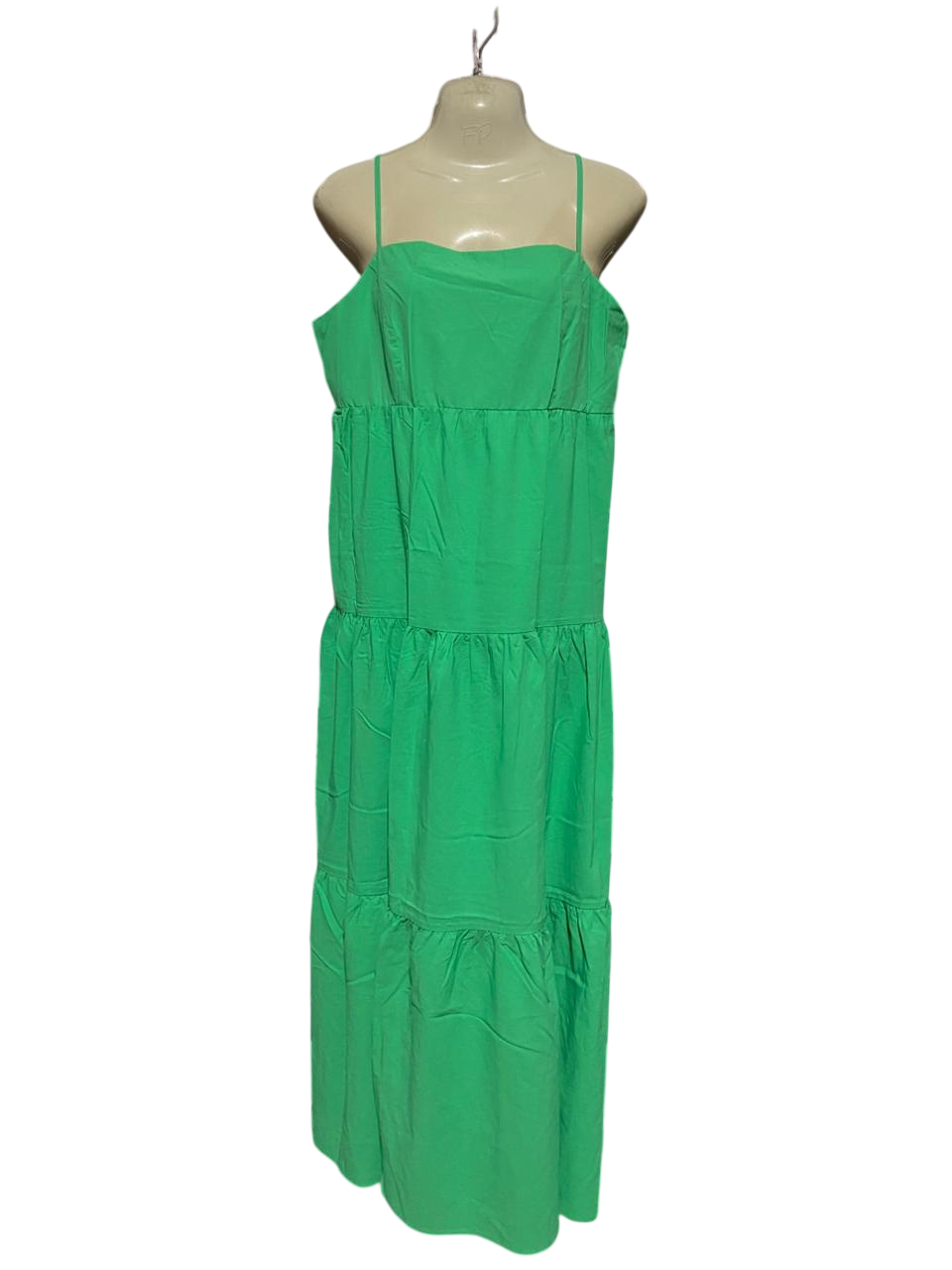 PRIMARK |L| BUST 20| B39| VIBRANT EMERALD GREEN TIERED MAXI DRESS