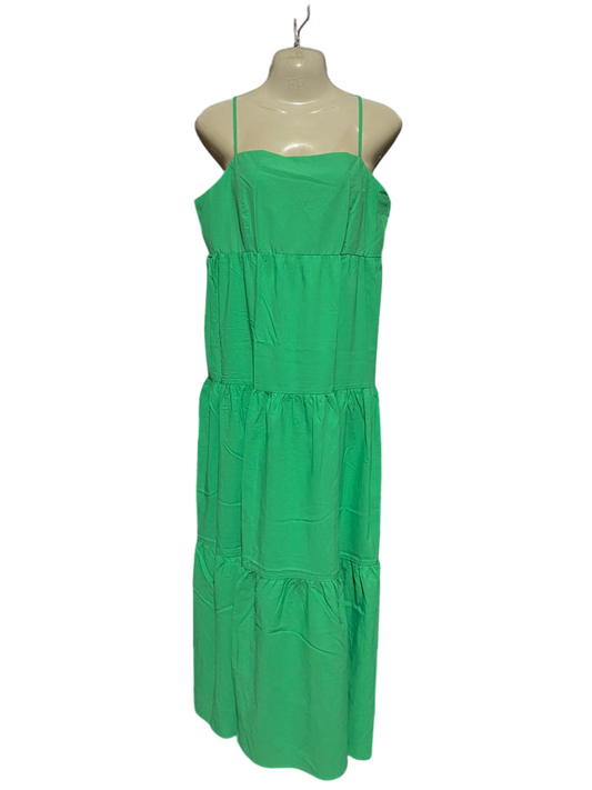 PRIMARK |L| BUST 20| B39| VIBRANT EMERALD GREEN TIERED MAXI DRESS