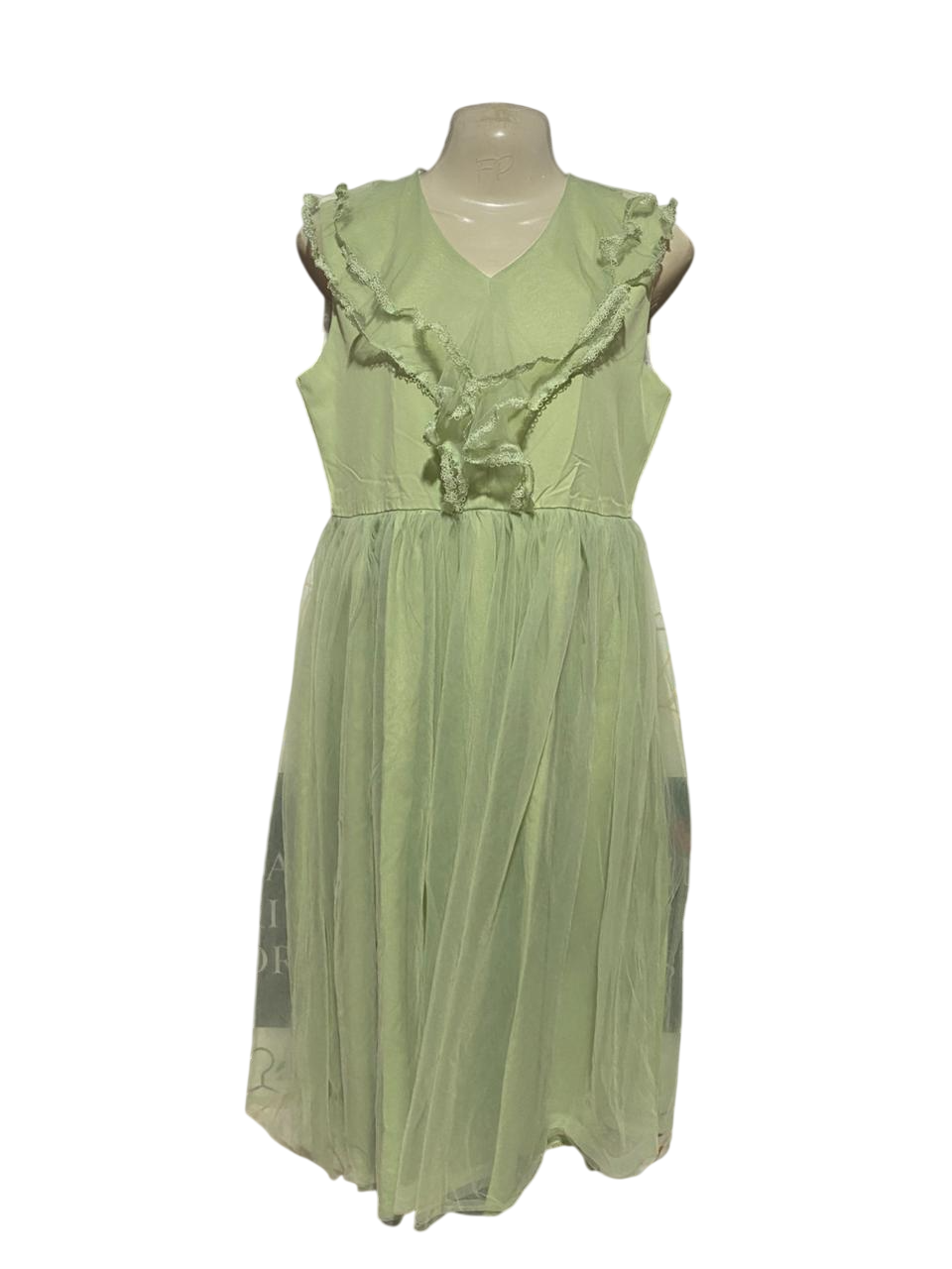 SHEIN |S| BUST 17| B39| PASTEL MINT GREEN MESH TULLE MIDI DRESS
