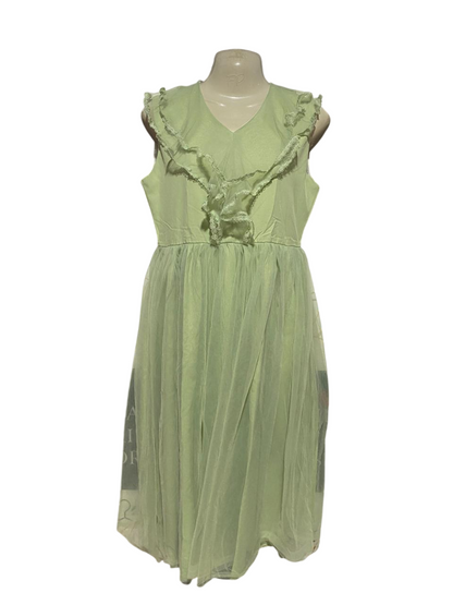 SHEIN |S| BUST 17| B39| PASTEL MINT GREEN MESH TULLE MIDI DRESS