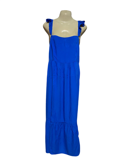 NEW LOOK |M| BUST 18| B39| ROYAL BLUE RUFFLE STRAP MAXI DRESS - CASUAL SUMMER TIERED LONG DRESS