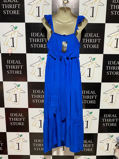 NEW LOOK |M| BUST 18| B39| ROYAL BLUE RUFFLE STRAP MAXI DRESS - CASUAL SUMMER TIERED LONG DRESS