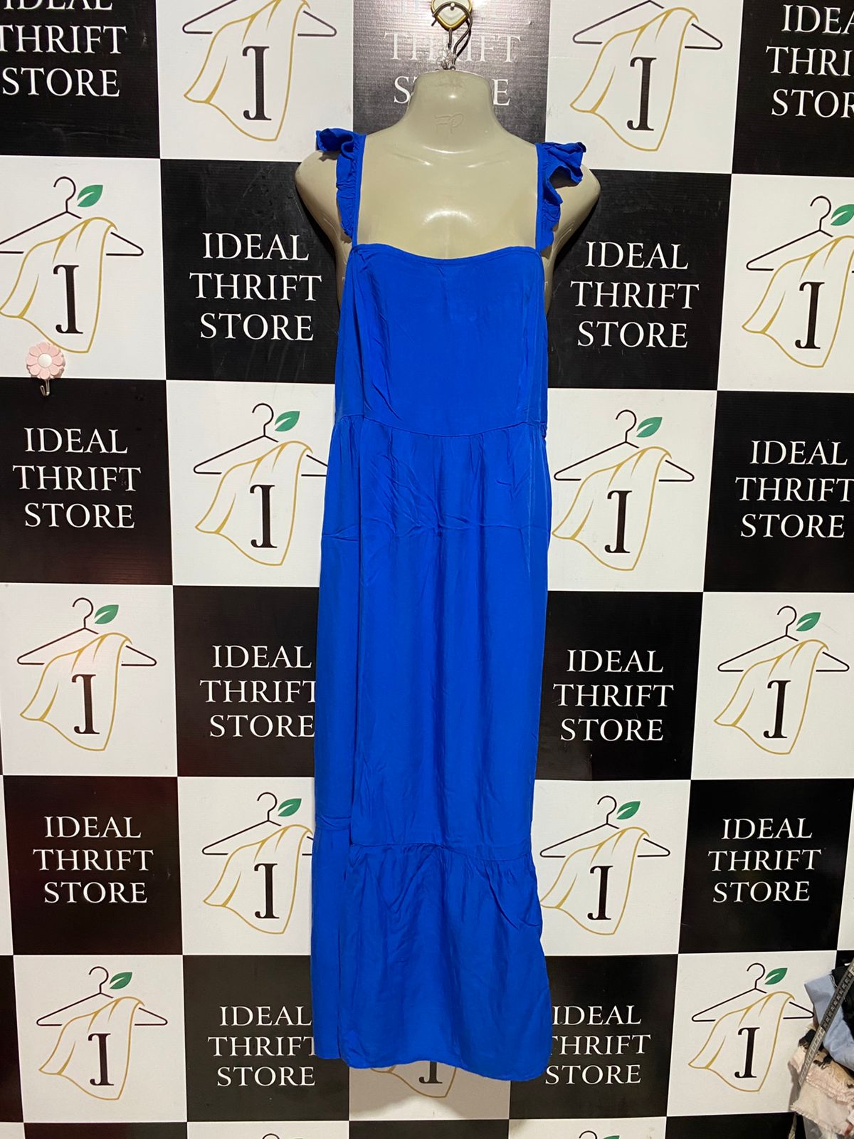NEW LOOK |M| BUST 18| B39| ROYAL BLUE RUFFLE STRAP MAXI DRESS - CASUAL SUMMER TIERED LONG DRESS