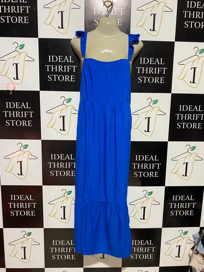 NEW LOOK |M| BUST 18| B39| ROYAL BLUE RUFFLE STRAP MAXI DRESS - CASUAL SUMMER TIERED LONG DRESS