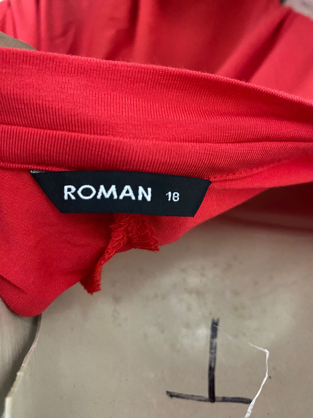 ROMAN |XL| BUST 23| B39| VIBRANT RED LONG SLEEVE ASYMMETRICAL HI-LOW TUNIC TOP - CASUAL OVERSIZED BLOUSE