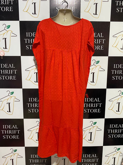 NEXT |M| BUST FREE| B39| BRIGHT CORAL ORANGE EMBROIDERED KAFTAN MAXI DRESS