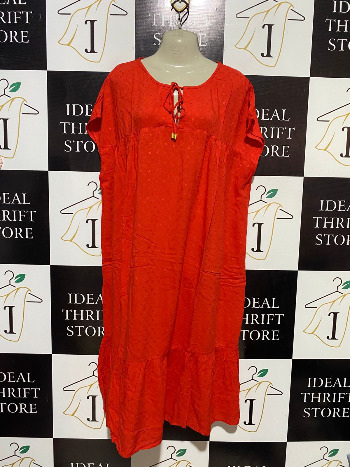 NEXT |M| BUST FREE| B39| BRIGHT CORAL ORANGE EMBROIDERED KAFTAN MAXI DRESS