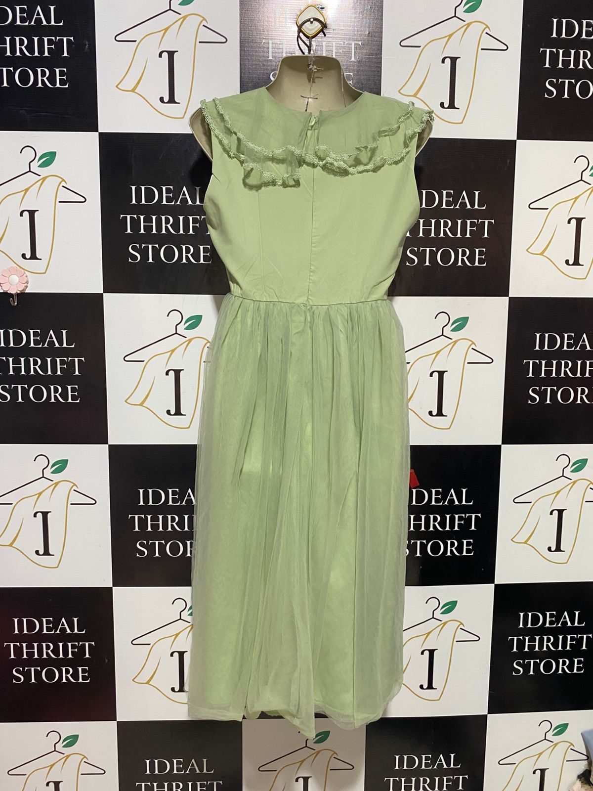 SHEIN |S| BUST 17| B39| PASTEL MINT GREEN MESH TULLE MIDI DRESS