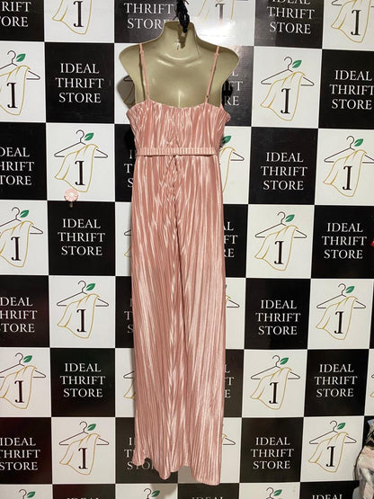 |M| BUST 18| B39| ROSE GOLD METALLIC PLISSÉ PLEATED MAXI DRESS
