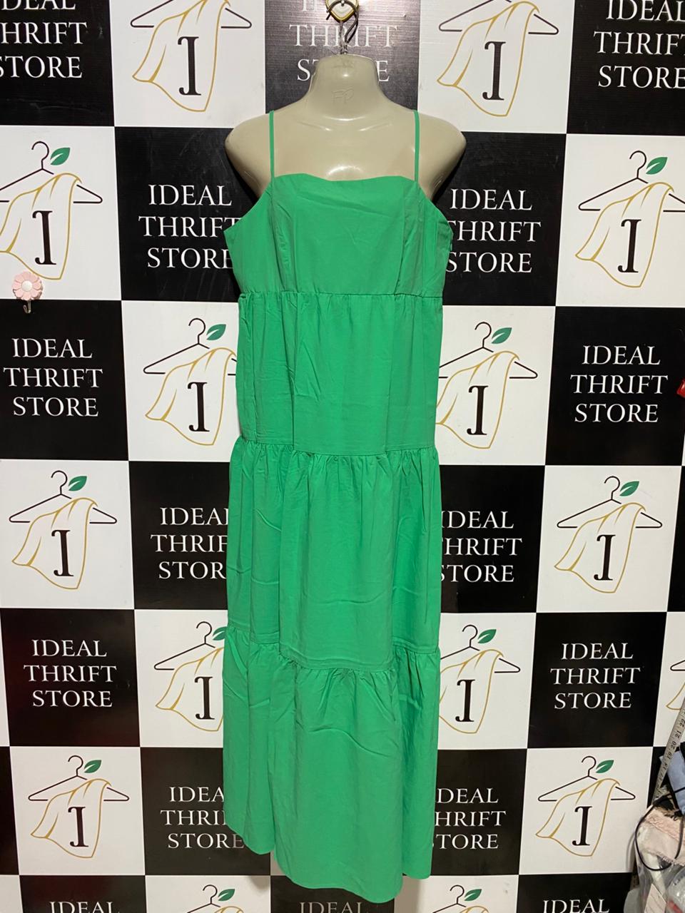 PRIMARK |L| BUST 20| B39| VIBRANT EMERALD GREEN TIERED MAXI DRESS