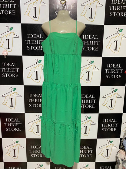 PRIMARK |L| BUST 20| B39| VIBRANT EMERALD GREEN TIERED MAXI DRESS