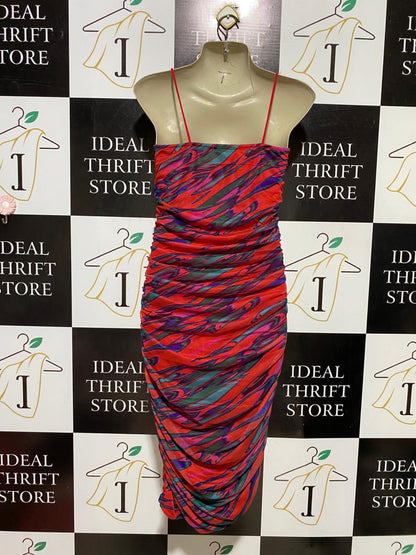 QUIZ |M| BUST 16| B39| VIBRANT ABSTRACT SWIRL PRINT RUCHED BODYCON DRESS