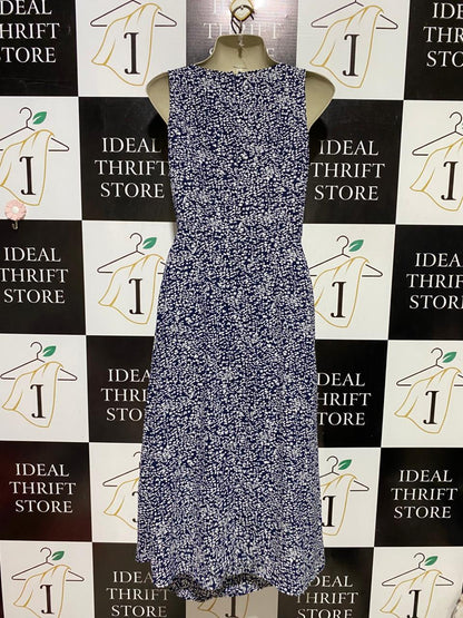 WARE HOUSE |S| BUST 16| B39| NAVY BLUE AND WHITE DOTTED WRAP MIDI DRESS