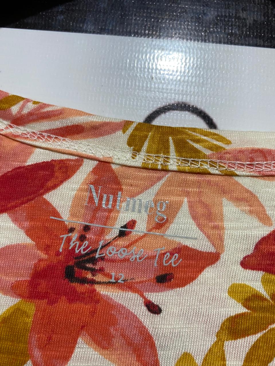 NUTMEG |M| BUST 18| B38| "THE LOOSE TEE" TROPICAL FLORAL SHIRT