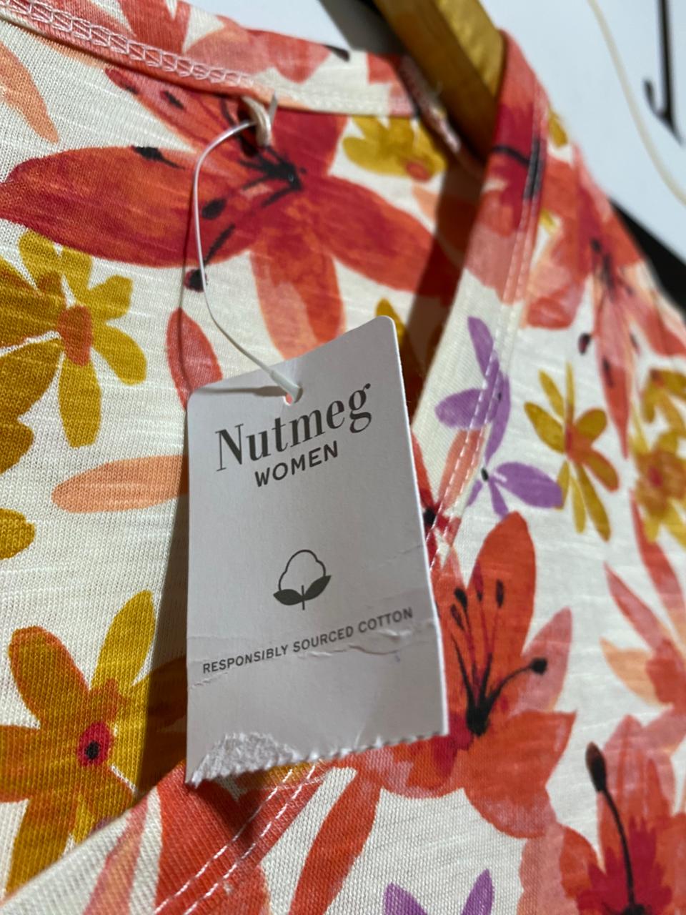 NUTMEG |M| BUST 18| B38| "THE LOOSE TEE" TROPICAL FLORAL SHIRT