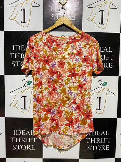 NUTMEG |M| BUST 18| B38| "THE LOOSE TEE" TROPICAL FLORAL SHIRT