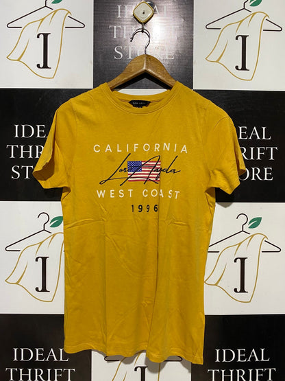 NEW LOOK |M| BUST 18| B38| CALIFORNIA WEST COAST GRAPHIC T-SHIRT - MUSTARD YELLOW