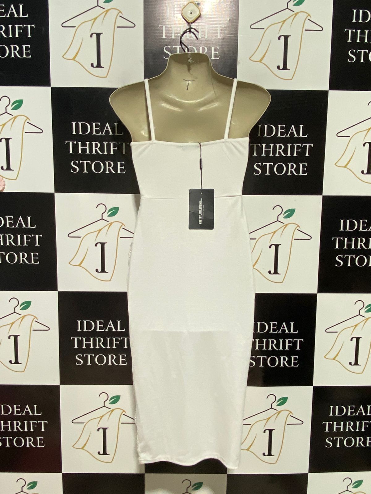 PRETTYLITTLE THING |S| BUST 15| B38| ELEGANT WHITE LACE PANEL BODYCON DRESS