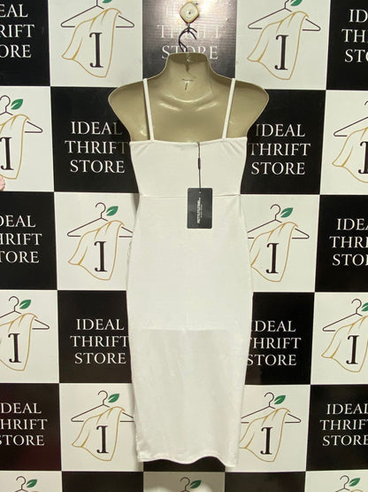 PRETTYLITTLE THING |S| BUST 15| B38| ELEGANT WHITE LACE PANEL BODYCON DRESS
