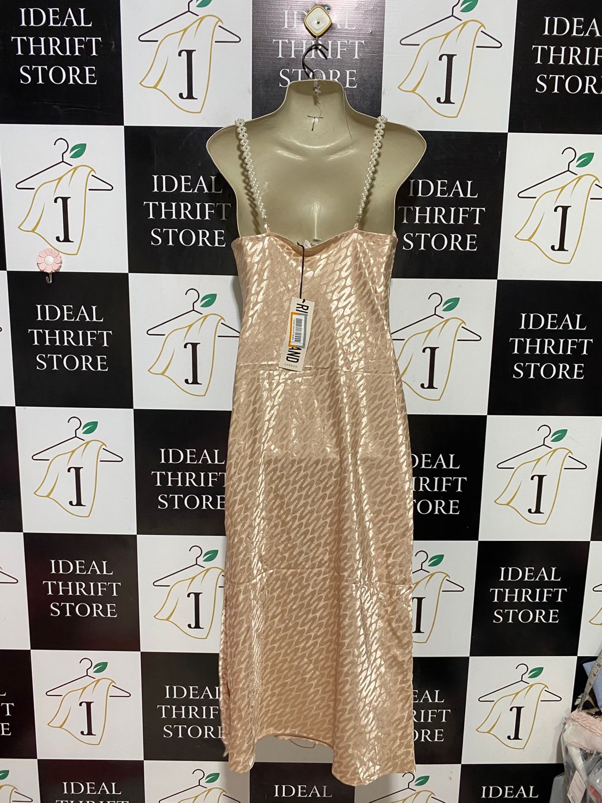 RIVER ISLAND |M| BUST 18| B38| LUXE CHAMPAGNE GOLD SATIN COWL NECK SLIP DRESS