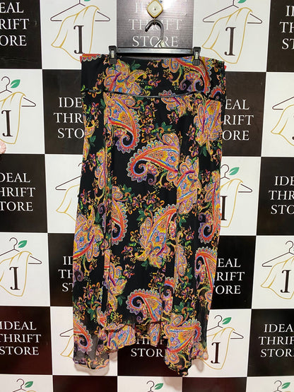 PERUNO |XXL| WAIST 38| B38| VIBRANT MULTI-COLOR PAISLEY MAXI SKIRT
